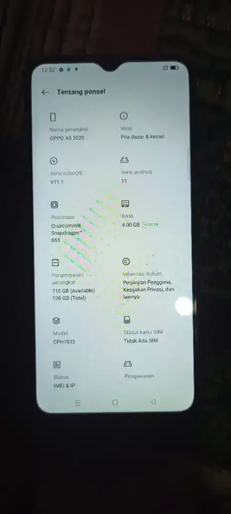 Oppo a5 2020 ram 4+1gb internal 128gb