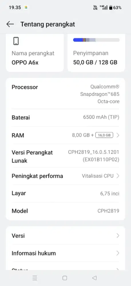 dijual hp oppo A6X