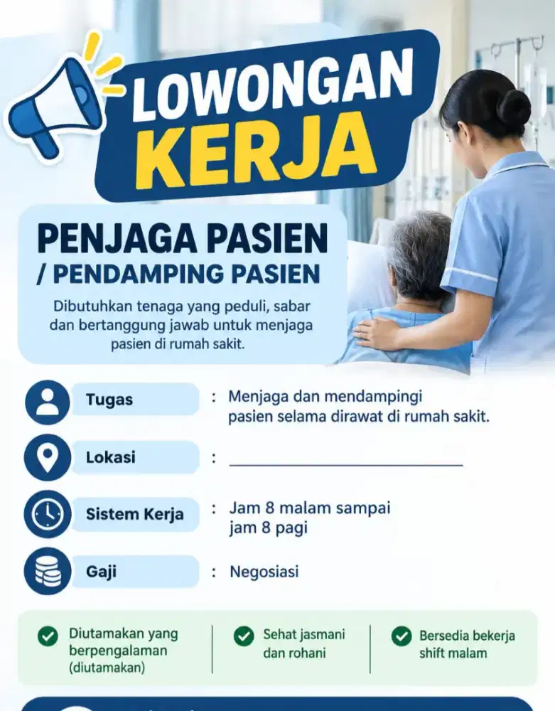 Dicari orang menajaga orang sakit