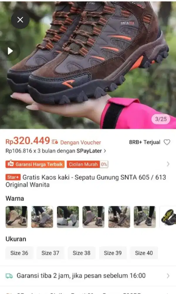 Sepatu Gunung / Hiking Wanita SNTA 605/613 Size 39 Original - Baru