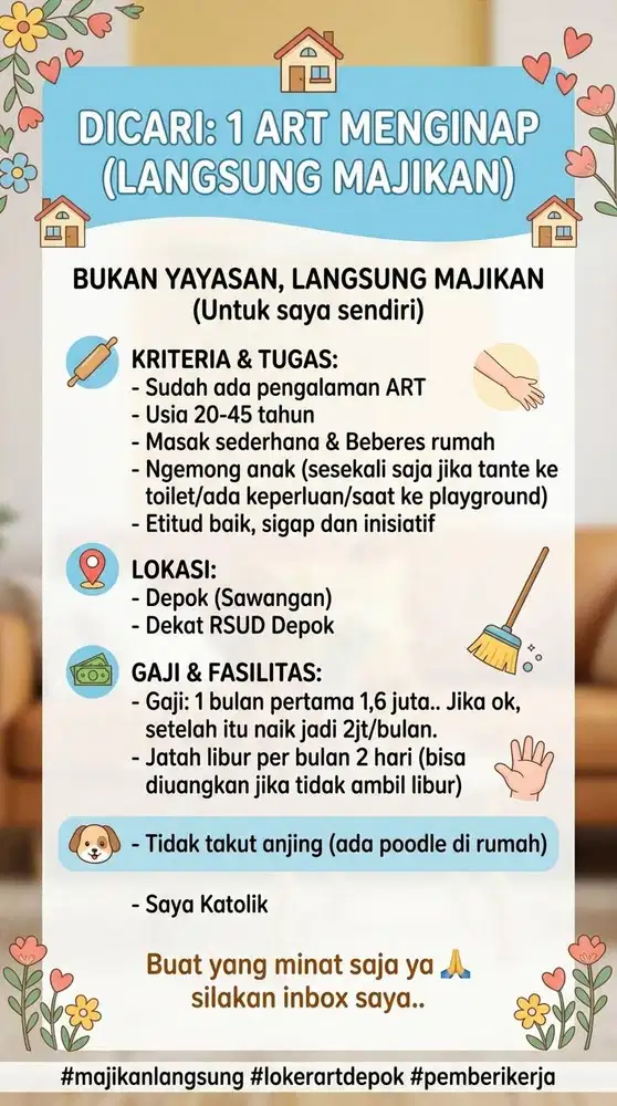 Butuh ART Menginap