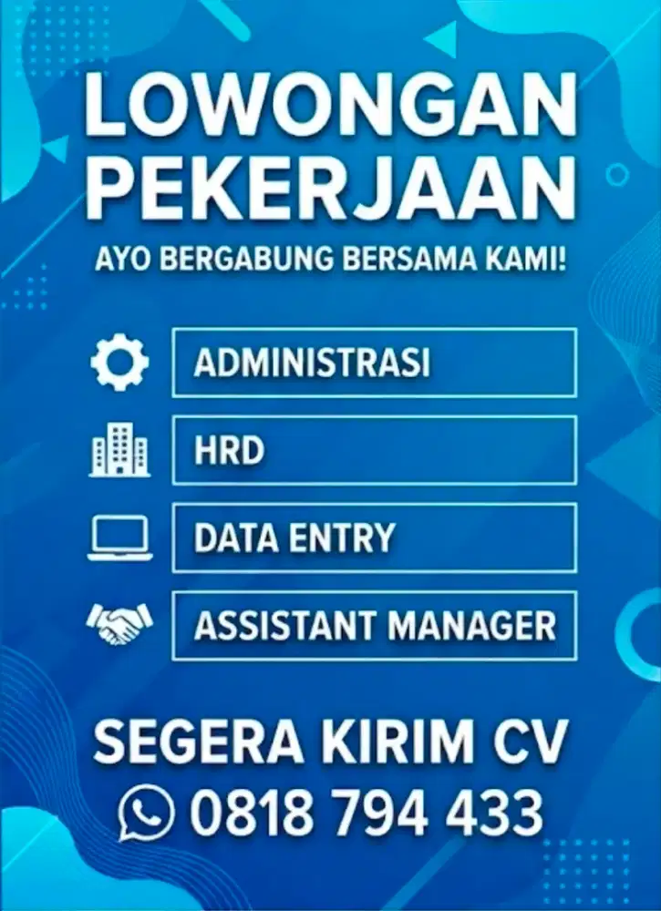 Urgent dibutuhkan 5 karyawan usia 20 sd 60 thn
