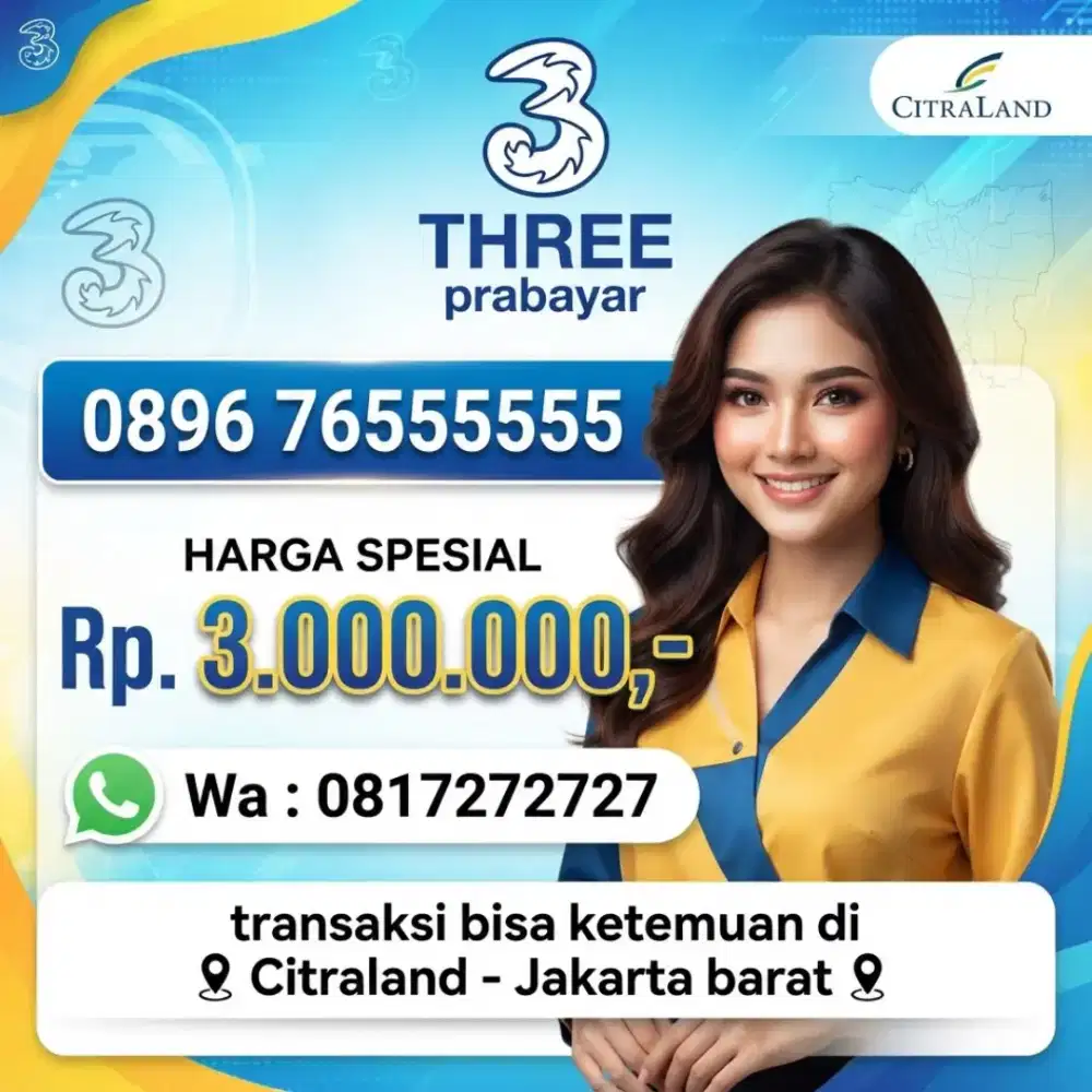 NOMOR CANTIK KOLEKSI THREE 76555555