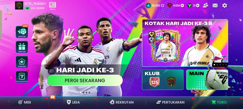 Dijual akun, FC Mobile, Ovr 125