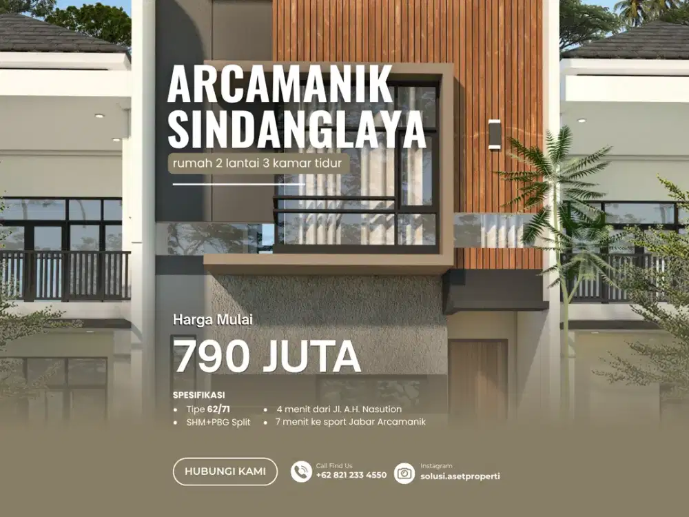 Rumah Modern 3 Kamar Tidur di Arcamanik Sindanglaya Dekat Pusat Kota Bandung