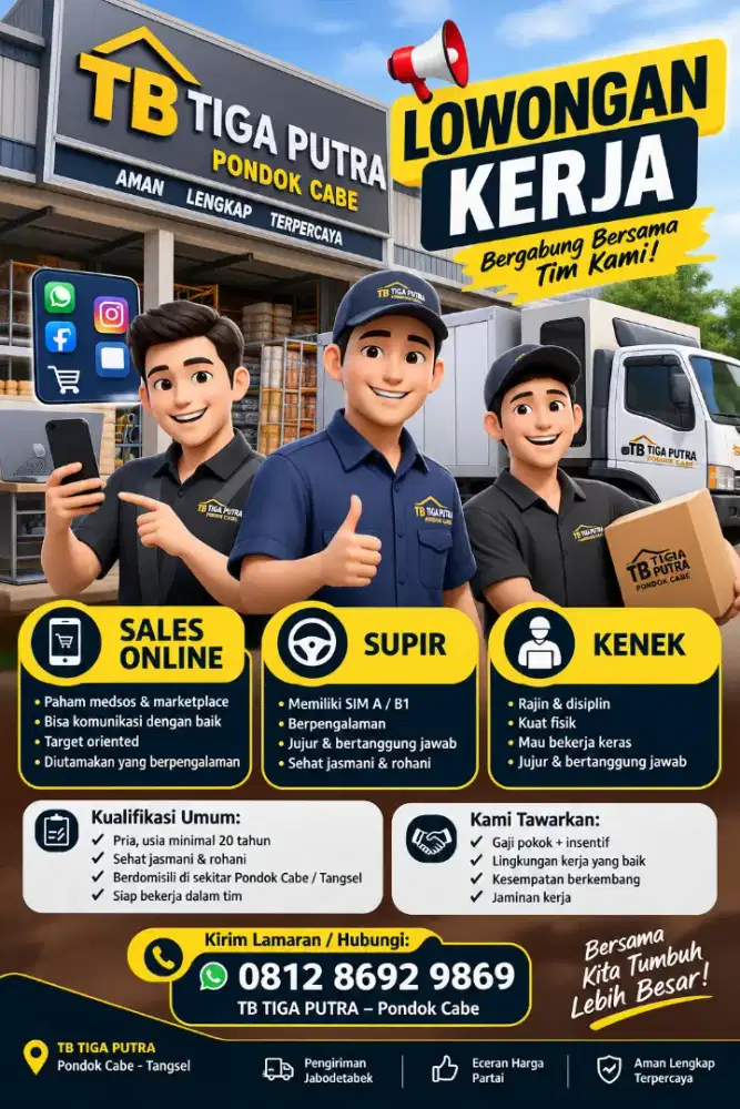 PERLU SALES ONLINE, SUPIR, KENEK
