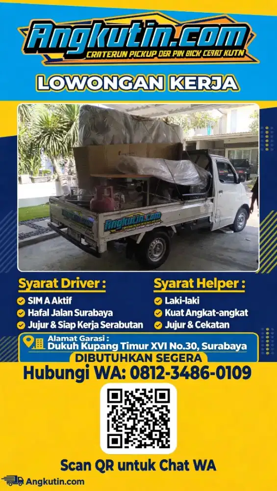 Lowongan kerja Driver serabutan angkutan pick up