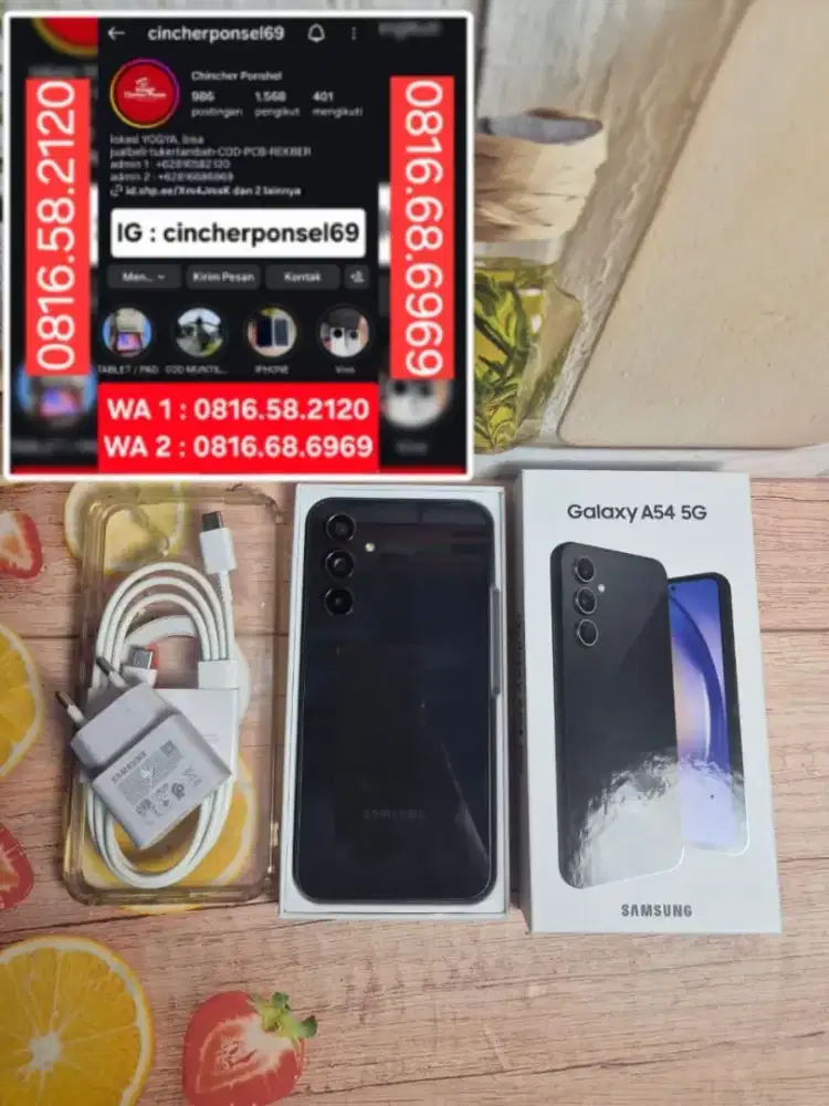 Jual hp LIKENEW samsung A54 5g istimewa siap pakai free ADAPTOR n case