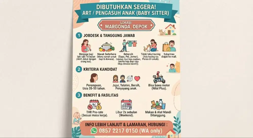 Lowongan kerja art + momong menginap l