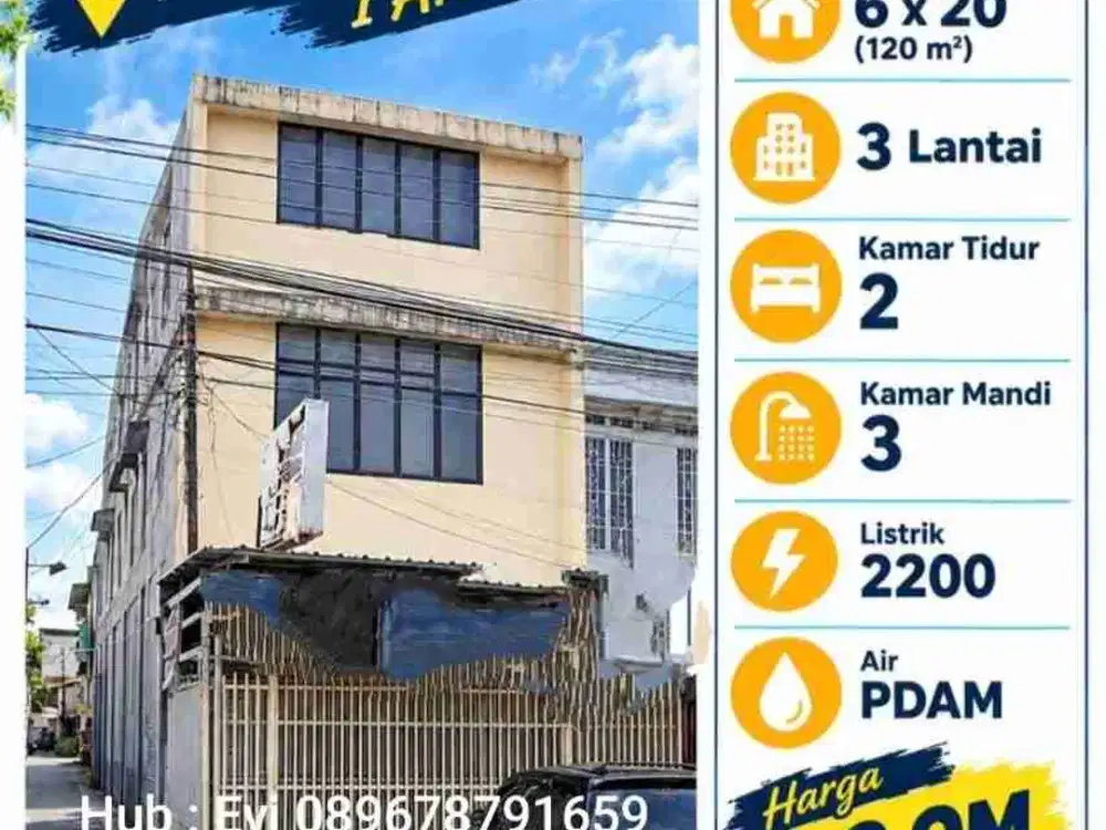 Dijual Ruko 3 lantai Jl. Sultan Alauddin Makassar(satu arah)