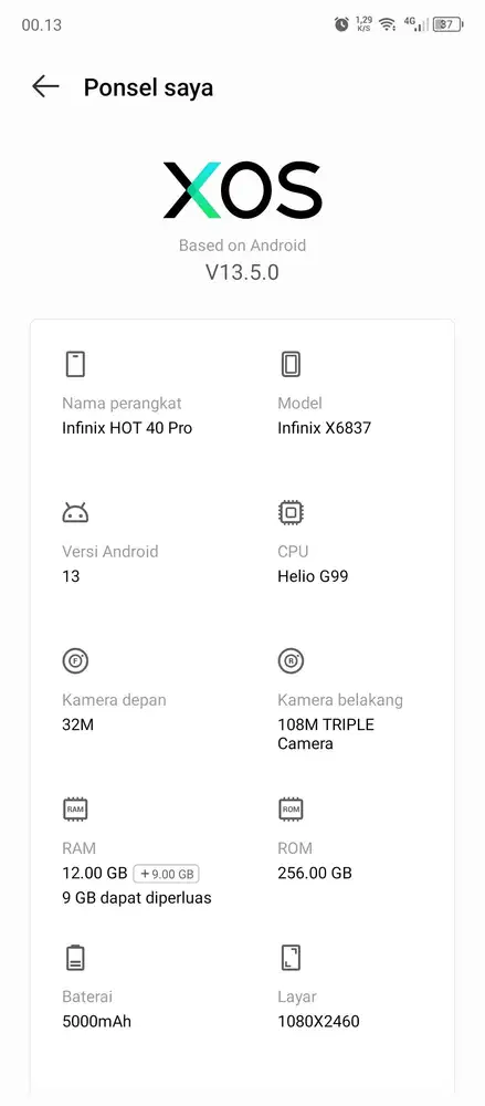 Jual Infinix hot 40 pro ram 9 GB
