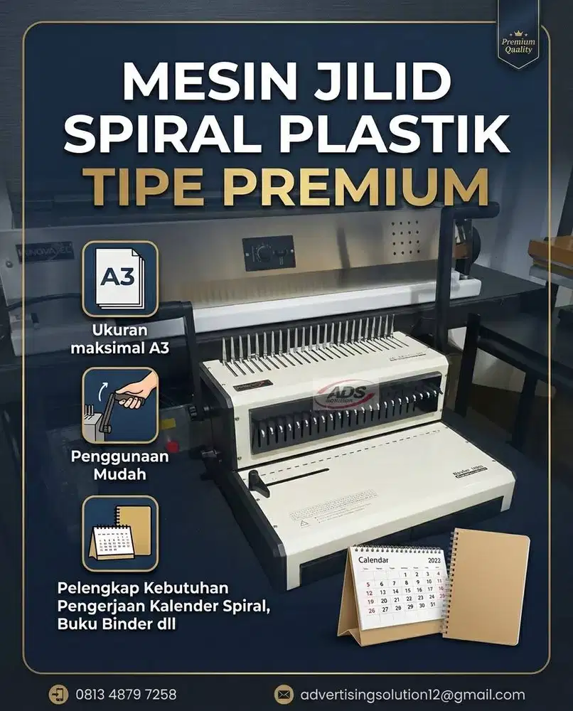 MESIN JILID MANUAL / BINDER SPIRAL BAHAN PLASTIK TIPE PREMIUM