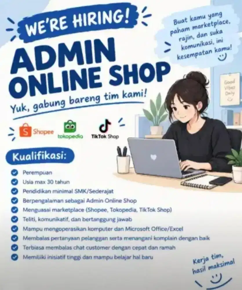 Lowongan admin OnlineShop