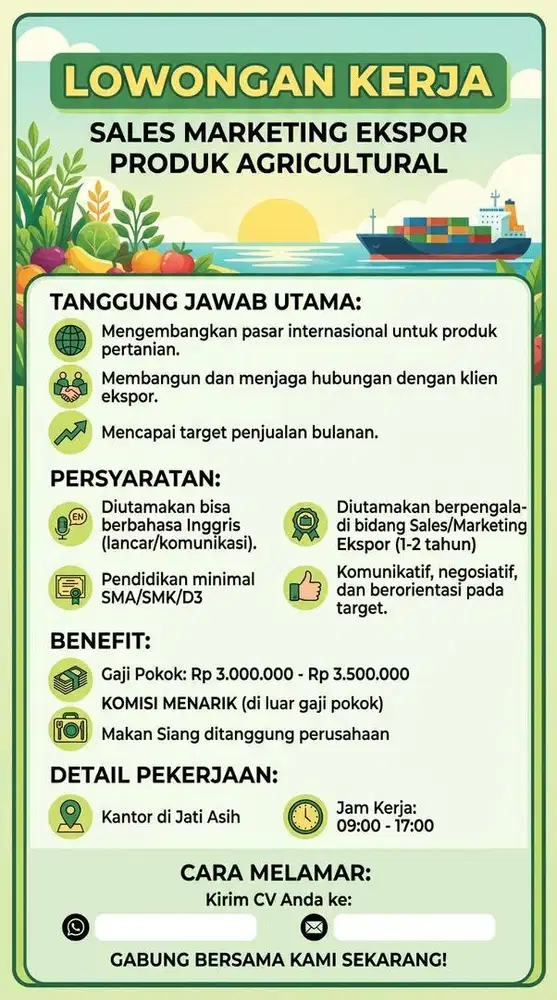 LOWONGAN KERJA SALES MARKETING EKSPOR