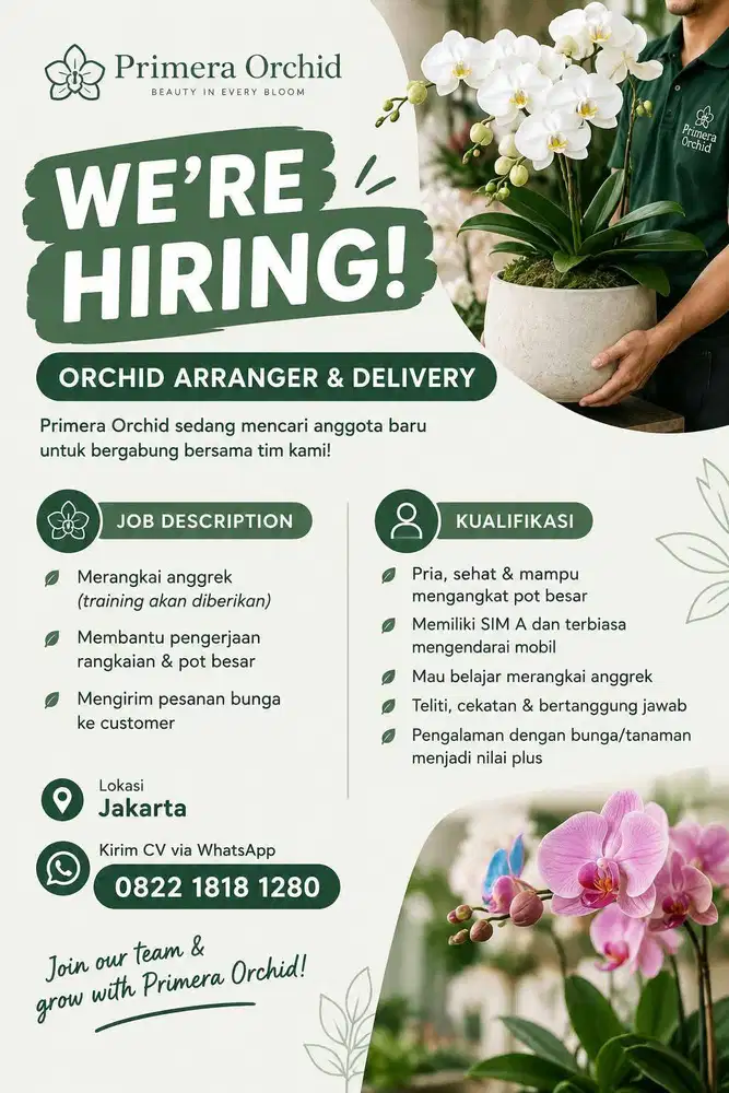 Lowongan Kerja Perangkai Bunga dan Delivery