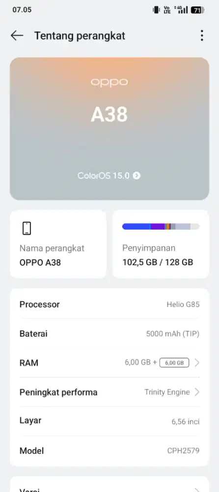 Oppo A38 Ram 6 /128 GB Hitam