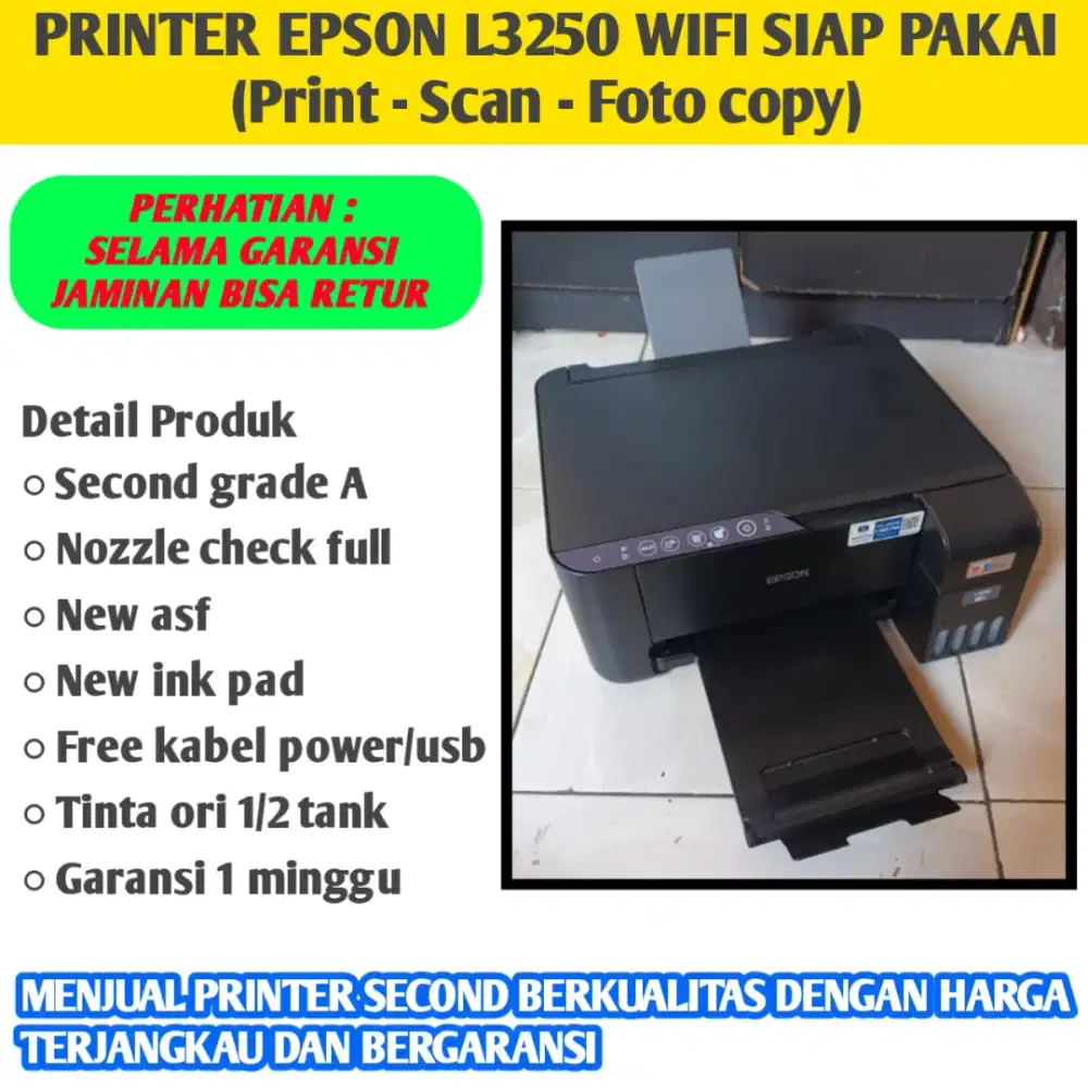 Printer epson L3250 wifi siap pakai bergaransi bisa cod