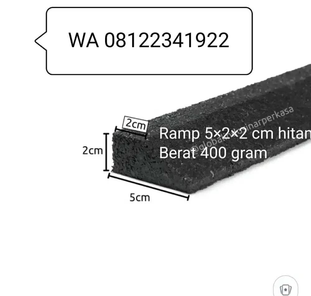 Tanjakan pinggir karet 2x2x5 cm panjang 50 cm berapa 400 gram