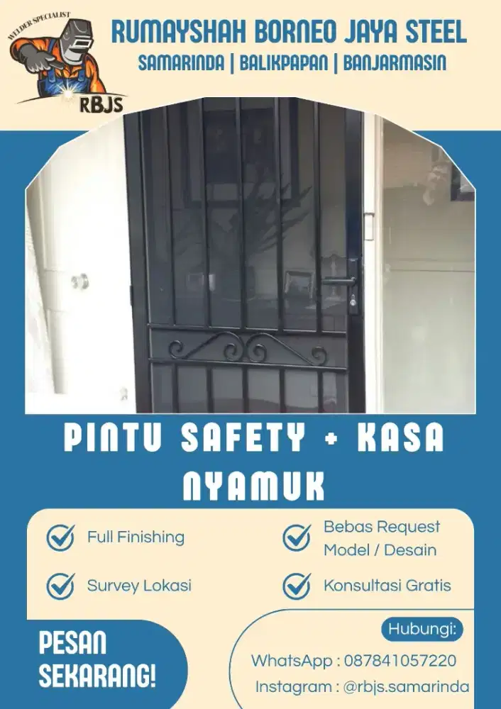 PINTU SAFETY + KASA NYAMUK | PINTU BESI MINIMALIS CUSTOM