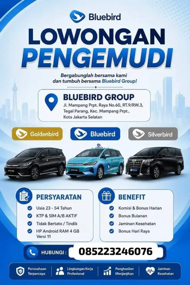Lowongan Driver Taxi Bluebird Group