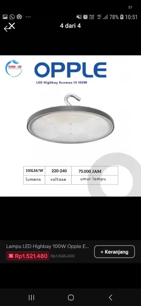 Lampu LED 100 WATT OPPLE