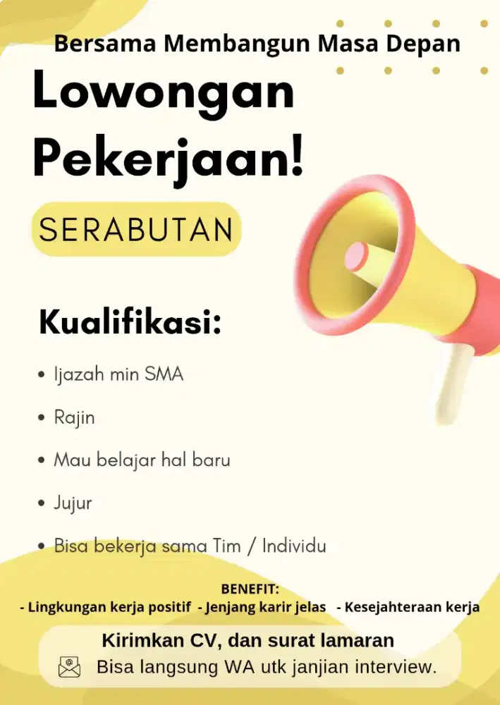 Lowongan kerja Serabutan dan Sales