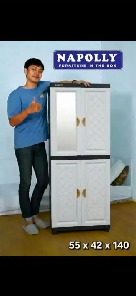 Lemari Plastik Napolly Minimalis 4 pintu 4 susun