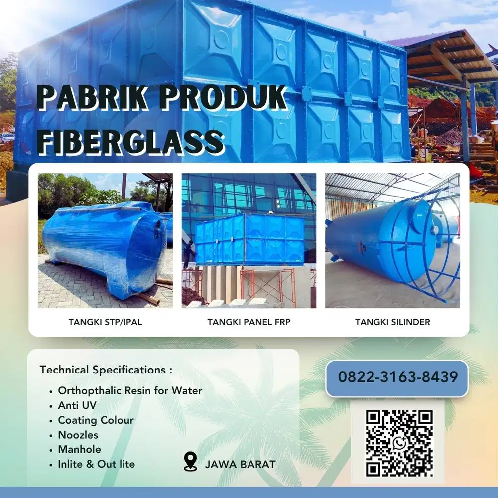 Pabrik Roof Tank FRP, Tangki Fiberglass Dan Tangki Limbah Di Bekasi