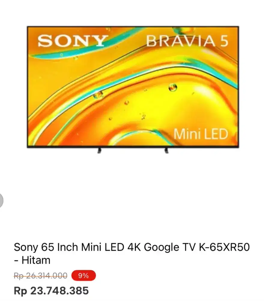 SONY 65 INCH MINI LED 4K GOOGLE TV K-65XR50