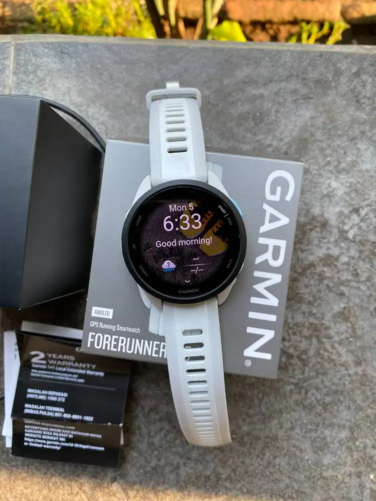 Garmin Forerunner 165 Whitestone Like New Garansi Resmi TAM Ags 2028