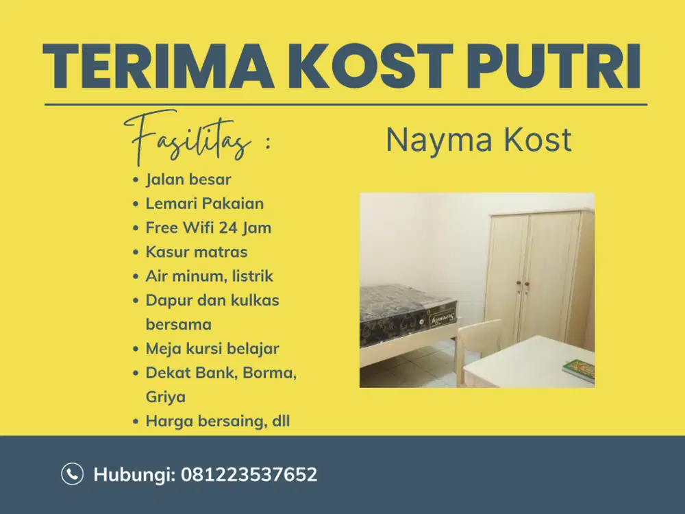 Menerima kost putri