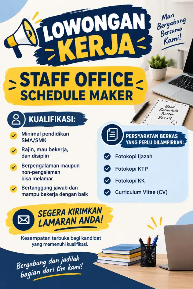 dibutuhkan segera staff office secepatnya