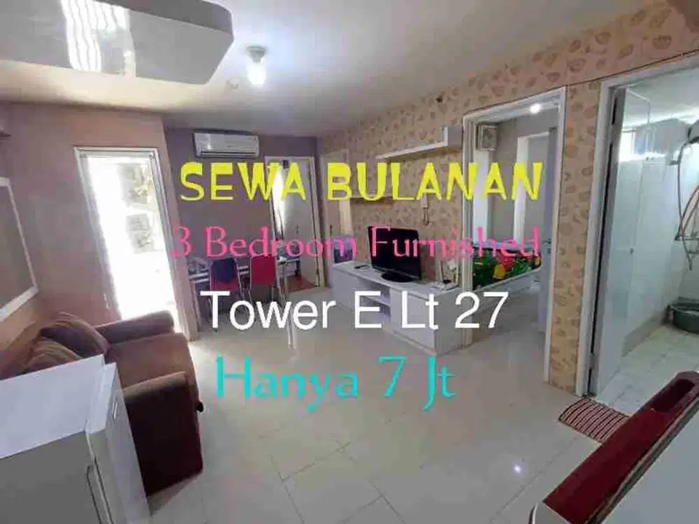 Sewa Bulanan Apartemen 3 Kamar Furnish Tower E Bassura City