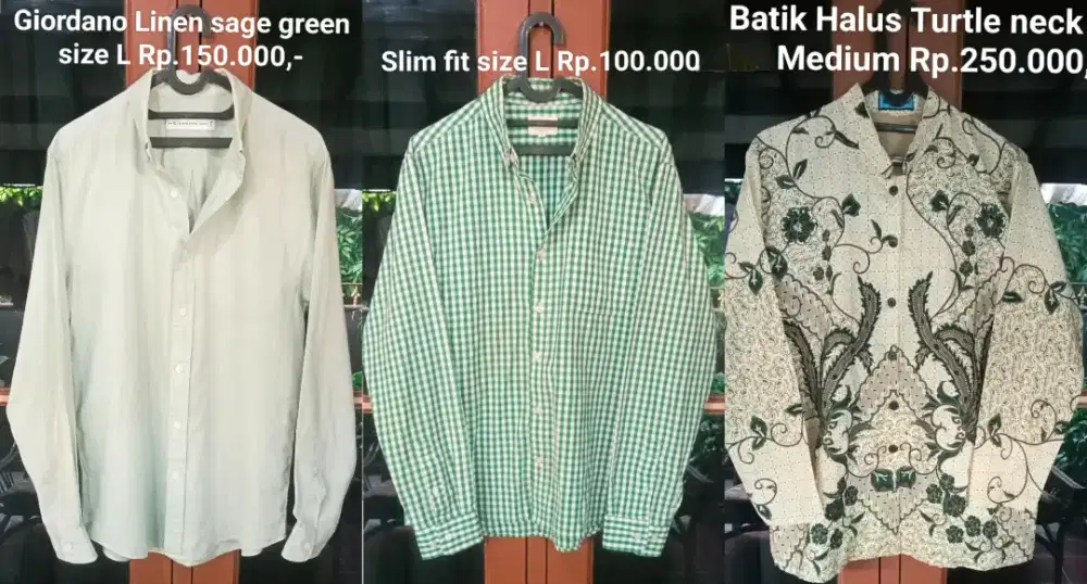 Kemeja Linen Giordano & kotak hijau size L