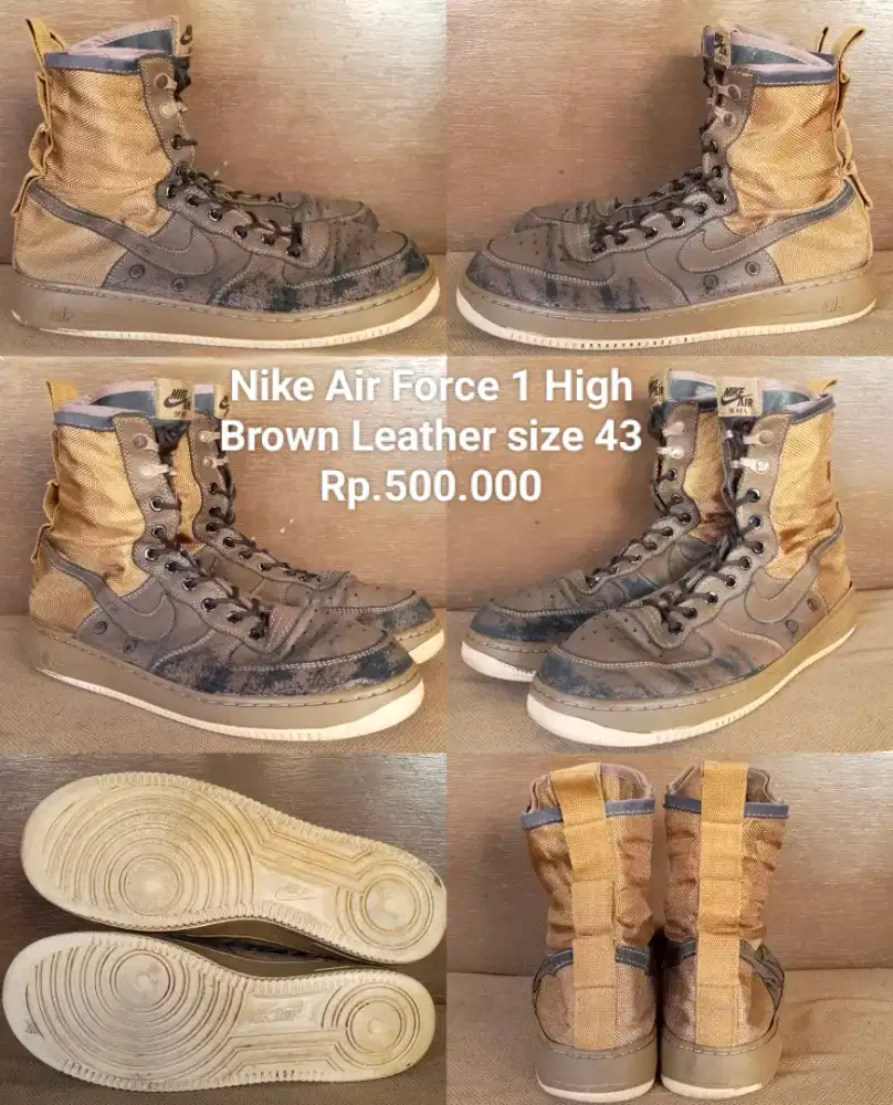 Sepatu Nike Air force 1 High Brown leather size 43