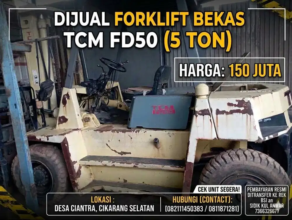 Forklift Second kapasitas 5 ton TCM