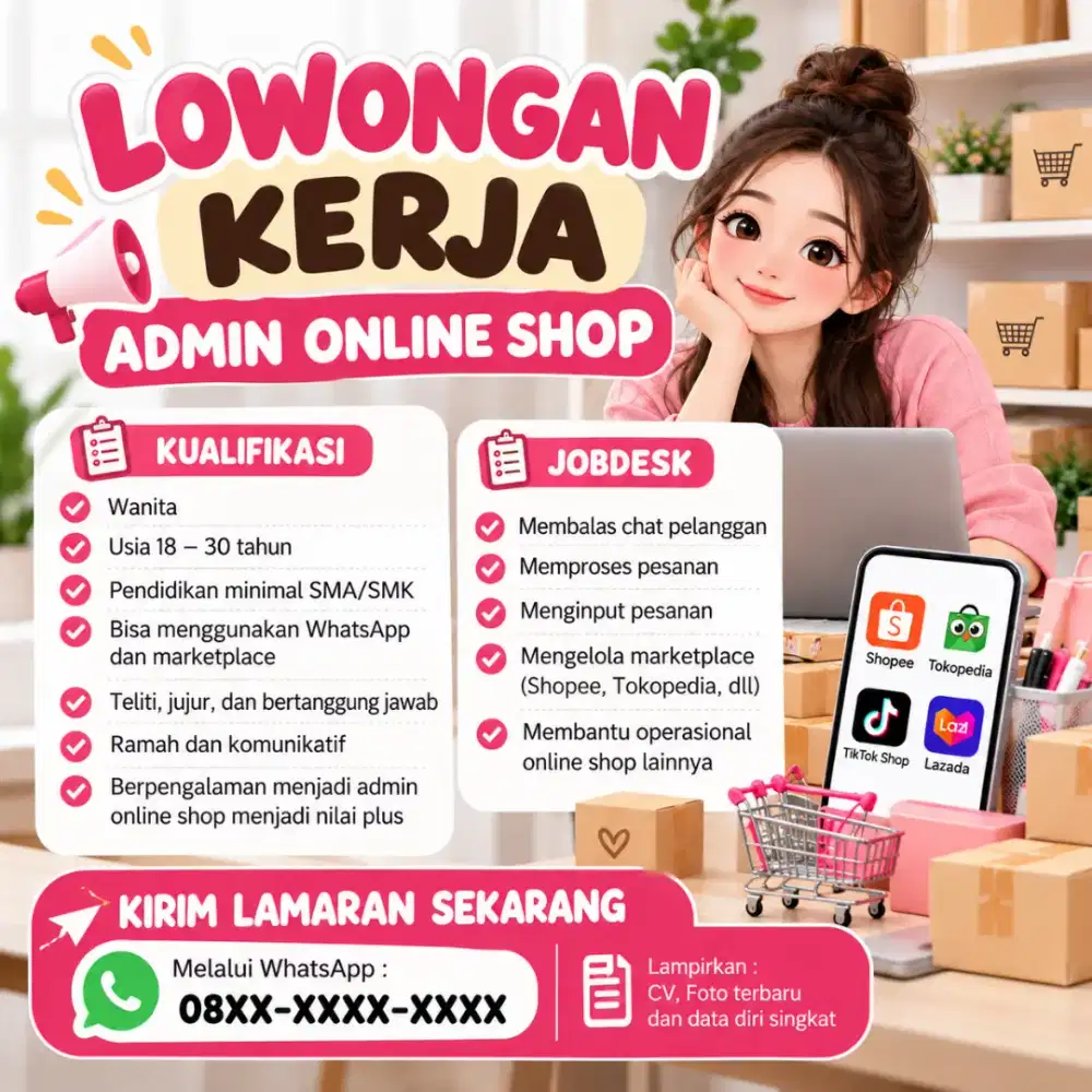 Lowongan Admin Gudang Online Shop (wanita)