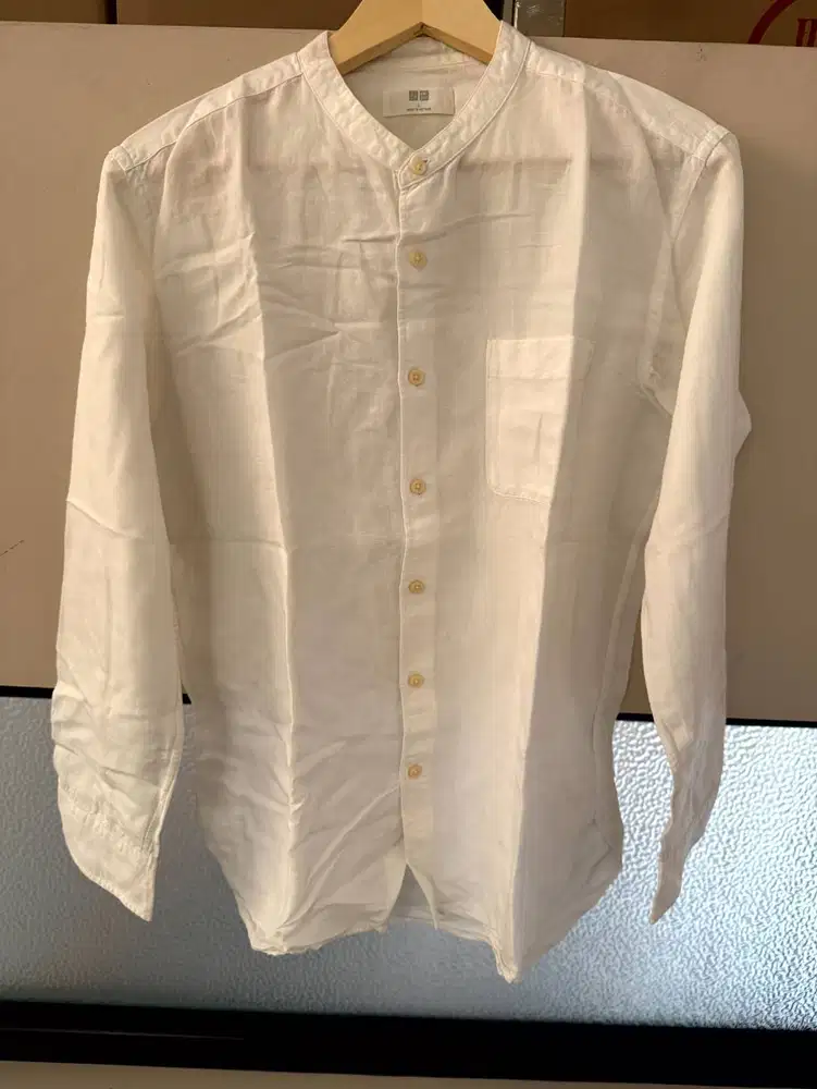 Kemeja Koko / Stand Collar Shirt Uniqlo Original - Off White