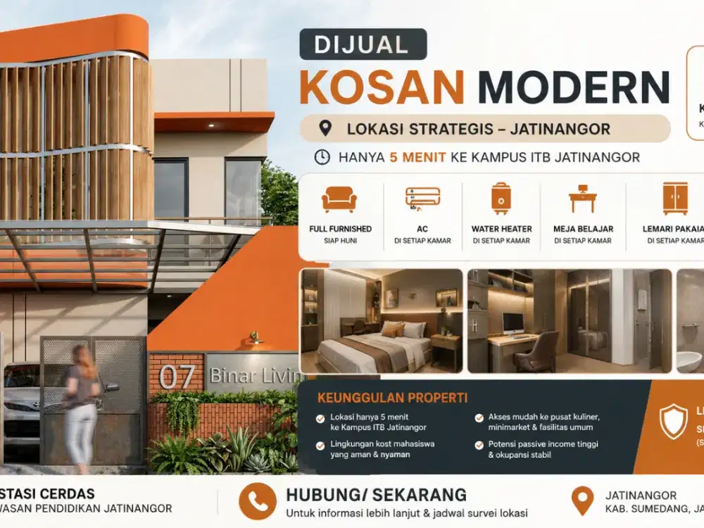 Kost Exclusive 8 Kamar  Full furnished  Harga Terjangkau ROI Tinggi  Ring 1   Ke Area Pendidikan TOP Nasional ITB UNPAD 4 menit