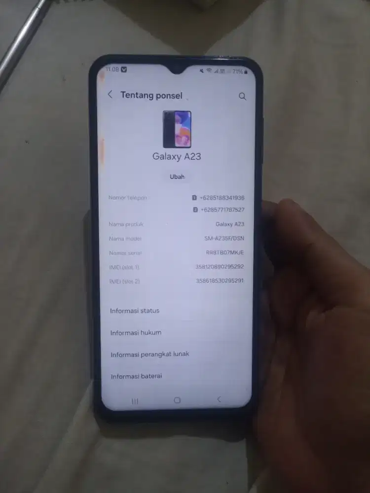 Samsung a23 nfc ram 6+6/128 pakean pribadi