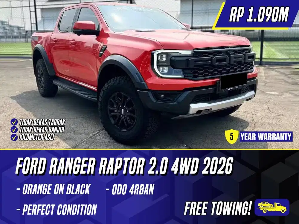 Ford Ranger Raptor 2.0 4WD BiTurbo 2026 NIK 2025 Orange Oranye Oren