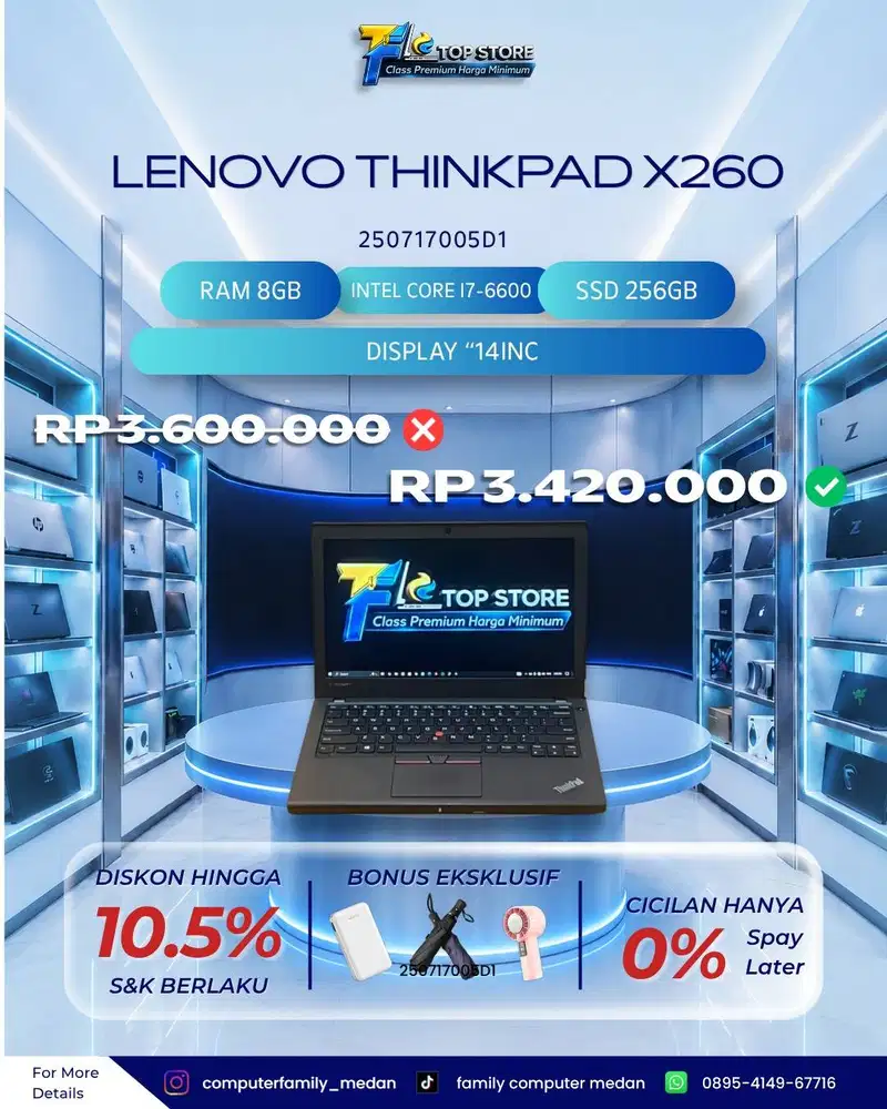 LENOVO THINKPAD X260 INTEL CORE I7-6600 RAM 8GB SSD 256GB