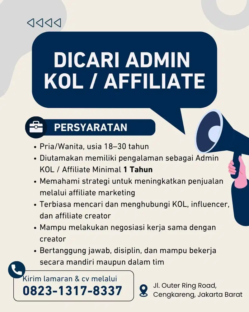 LOWONGAN ADMIN KOL / AFFILIATE