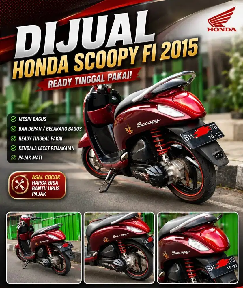 Jual scoopy th 2015 fi starter kasar, kondisi tinggal pakai