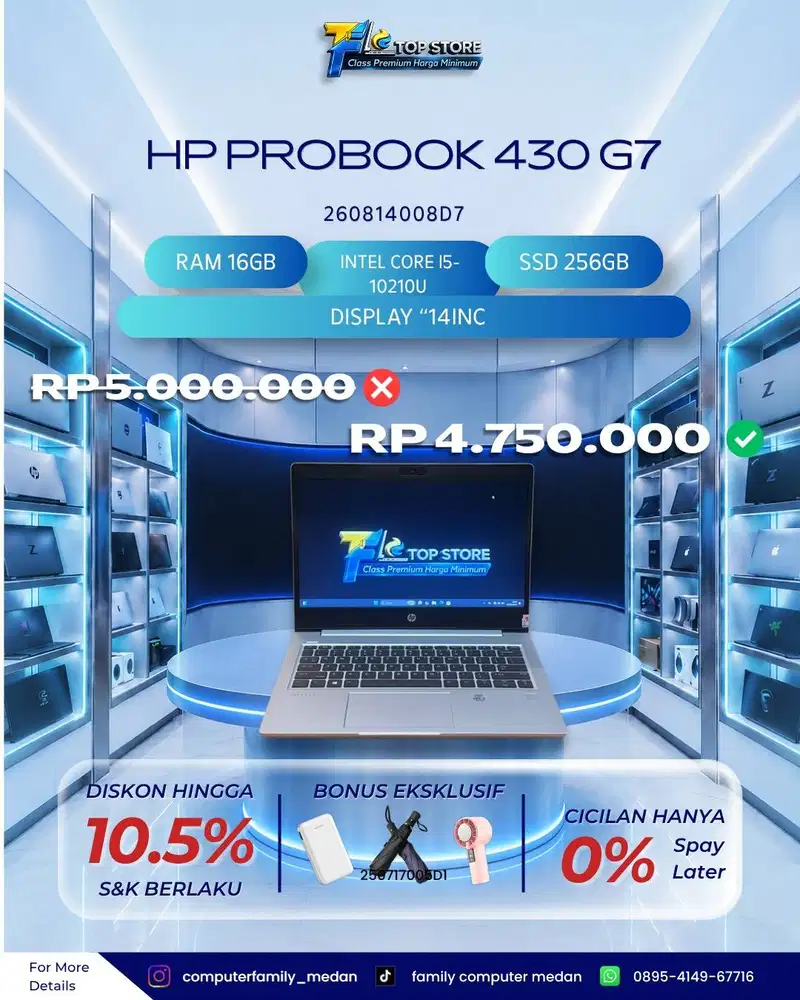 HP PROBOOK 430 G7 INTEL CORE I5-102110U RAM 16GB SSD 256GB
