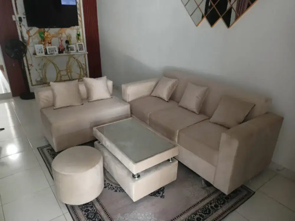 Sofa l minimalis + stoll murah