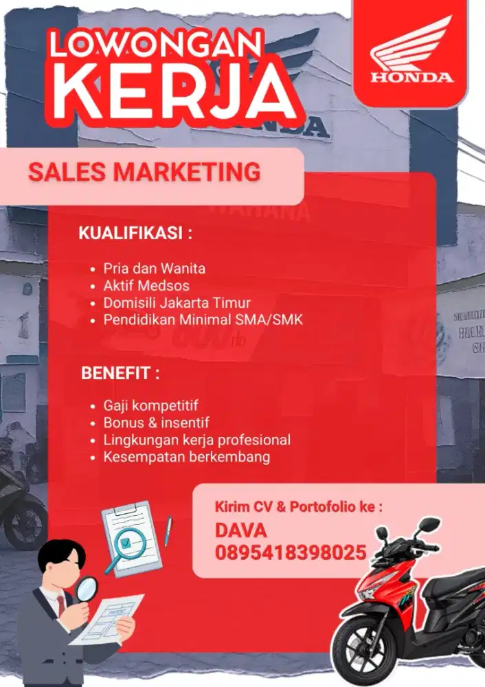 LOWONGAN PEKERJAAN SALES MARKETING HONDA