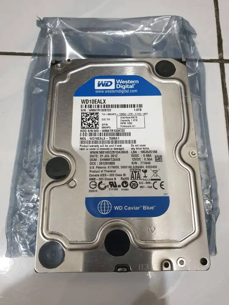 HDD HardDisk 3.5 WD Blue 1TB masih bagus