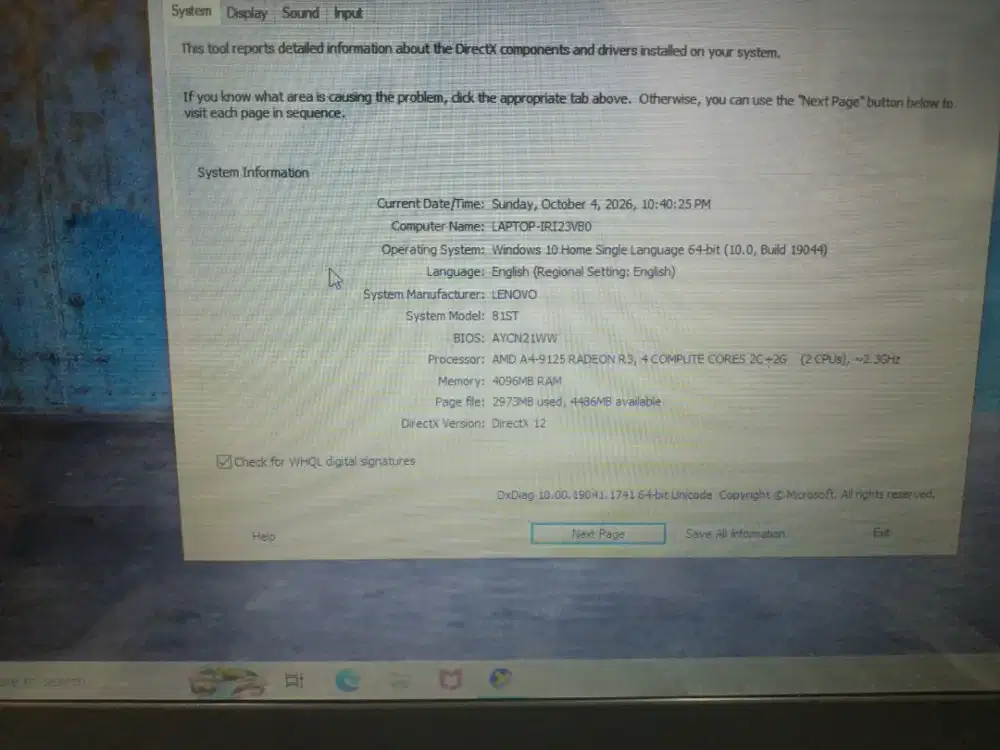 Lenovo ideapad S145-14AST ram 4 SSD 256 normal semua unit charger