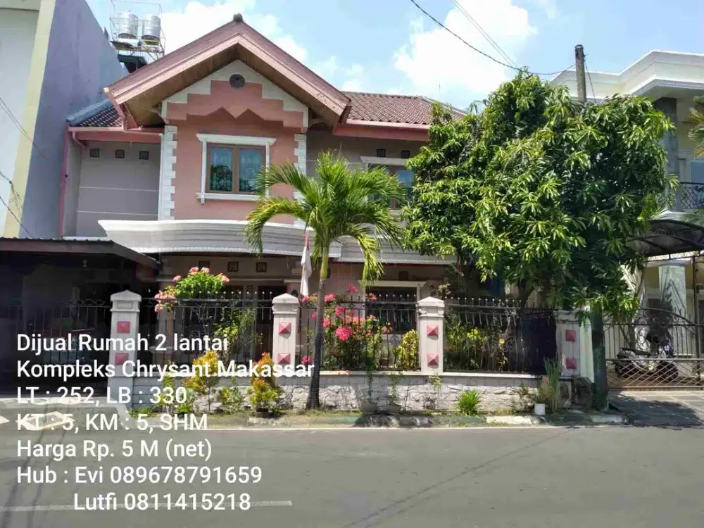 Dijual Rumah 2 lantai di kompleks Chrysant Makassar